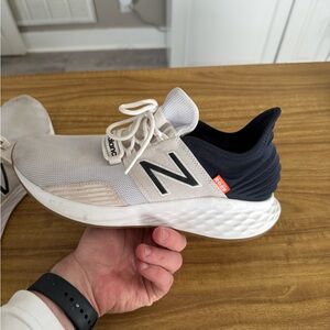 New Balance White and navy Athletic Shoes